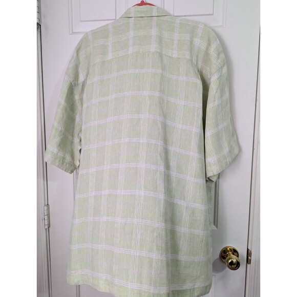 Tommy Bahama Mens XXL Button Shirt Relax Lime Green Plaid 100% Linen S/S Coastal - Picture 2 of 6